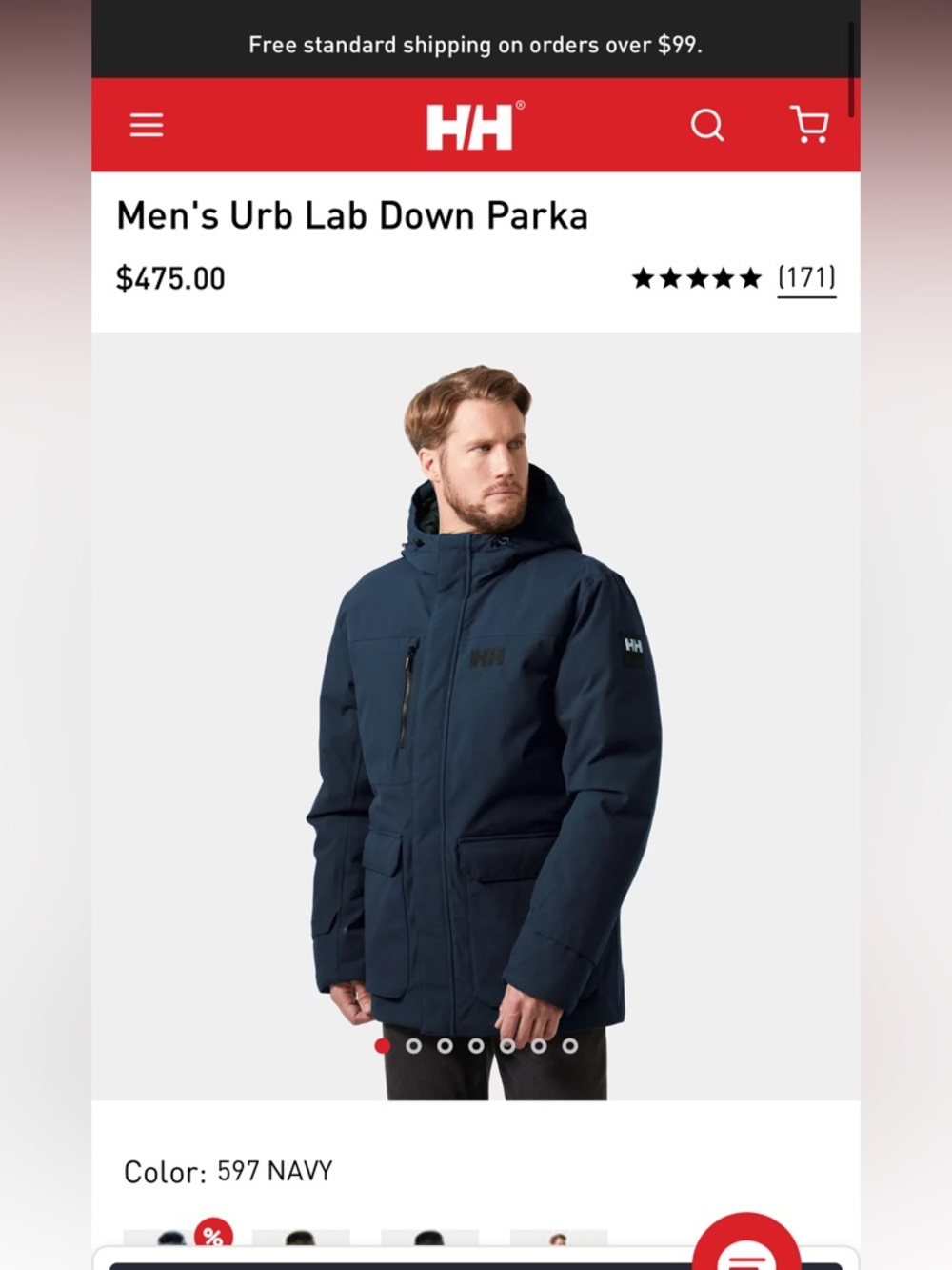 Helly Hansen Navy Hooded Insulated Ski Parka